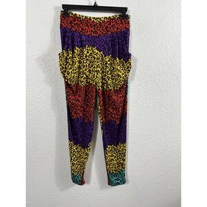 Vintage Cleo Apparel Pants Womens Small Multicolor Animal Print Harem Retro